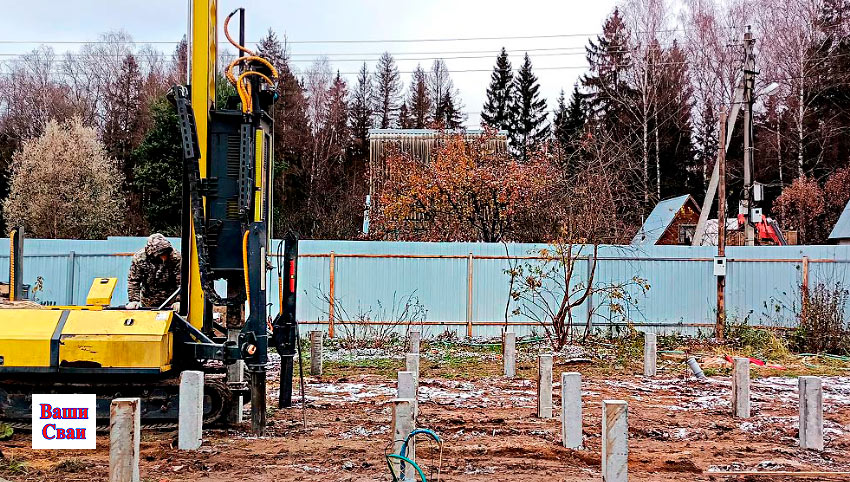 Установка ЖБ сваи 150х150х4000 мм